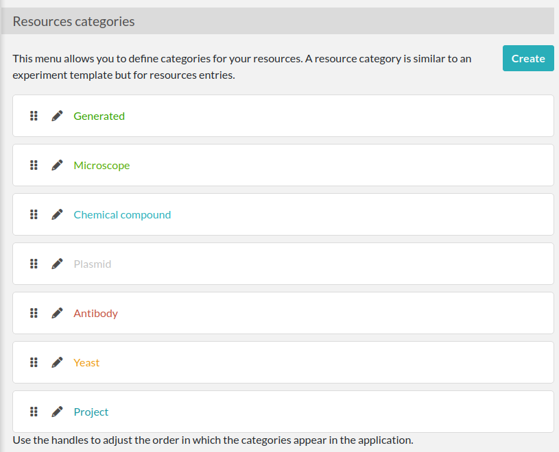 resources categories tab