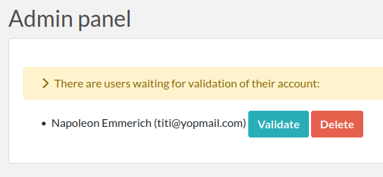 admin user validation
