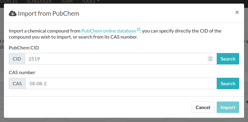 import compounds from pubchem