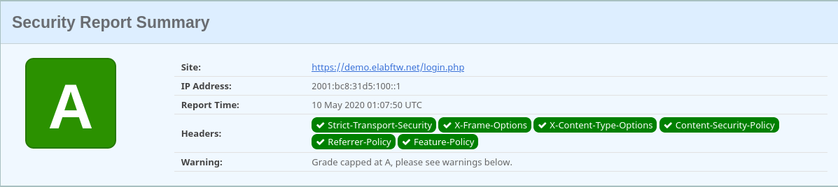 security headers result