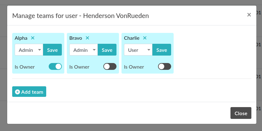 sysadmin user team management