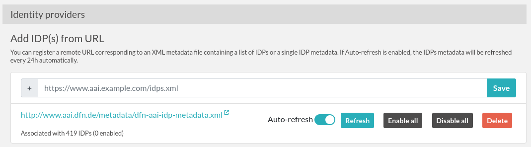 Adding IDPs via URL