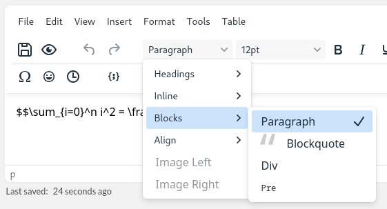 Tinymce editor paragraph