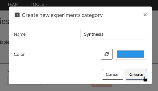 Create experiment category