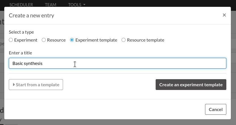 Create experiment template
