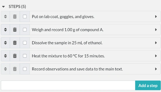 Steps on an experiment