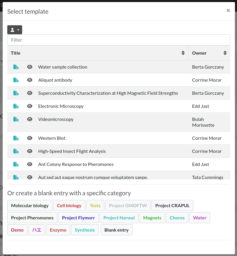 create experiment modal